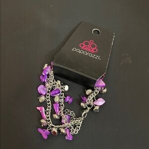 Paparazzi Vibrant Purple and Silver Charm Bracelet